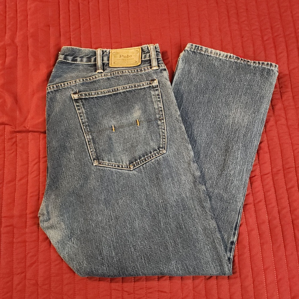 E37 Polo Ralph Lauren Mens Authentic Dungarees Blue Jeans‎ 40x30 Straight Leg